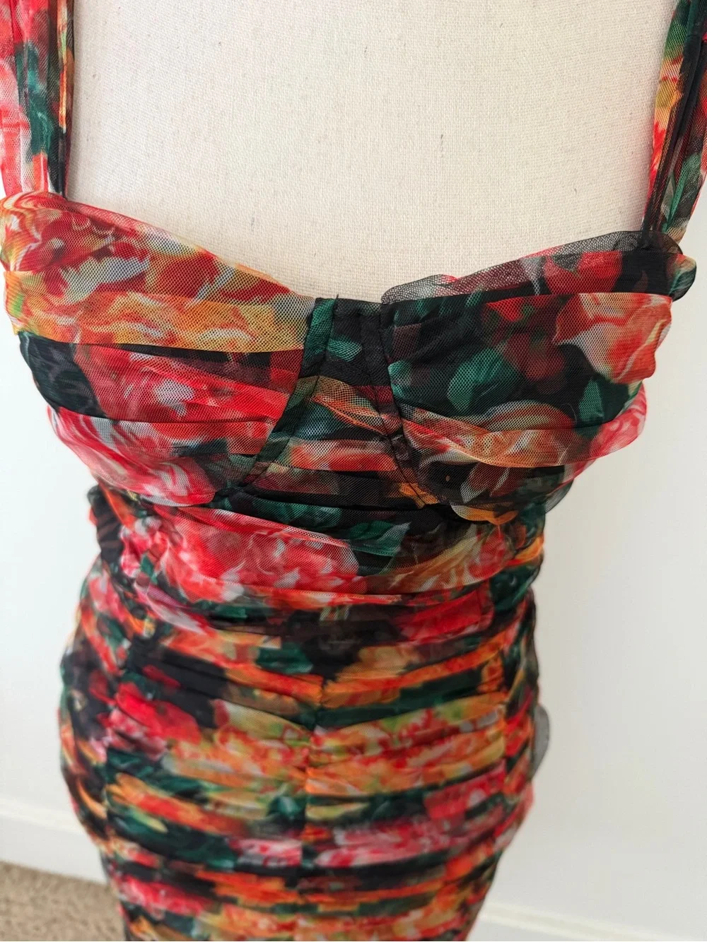 O.P.T. NWT Dolce Style Mesh Ruched Lined  Cocktail Dress Small